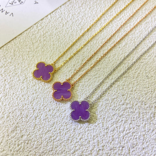 [⭐Hyrra Jewelry Jewelry]CLOVER 15MM  PURPLE VIOLET NECKLACE
