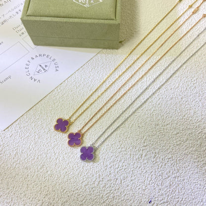 [⭐Hyrra Jewelry Jewelry]CLOVER 15MM  PURPLE VIOLET NECKLACE