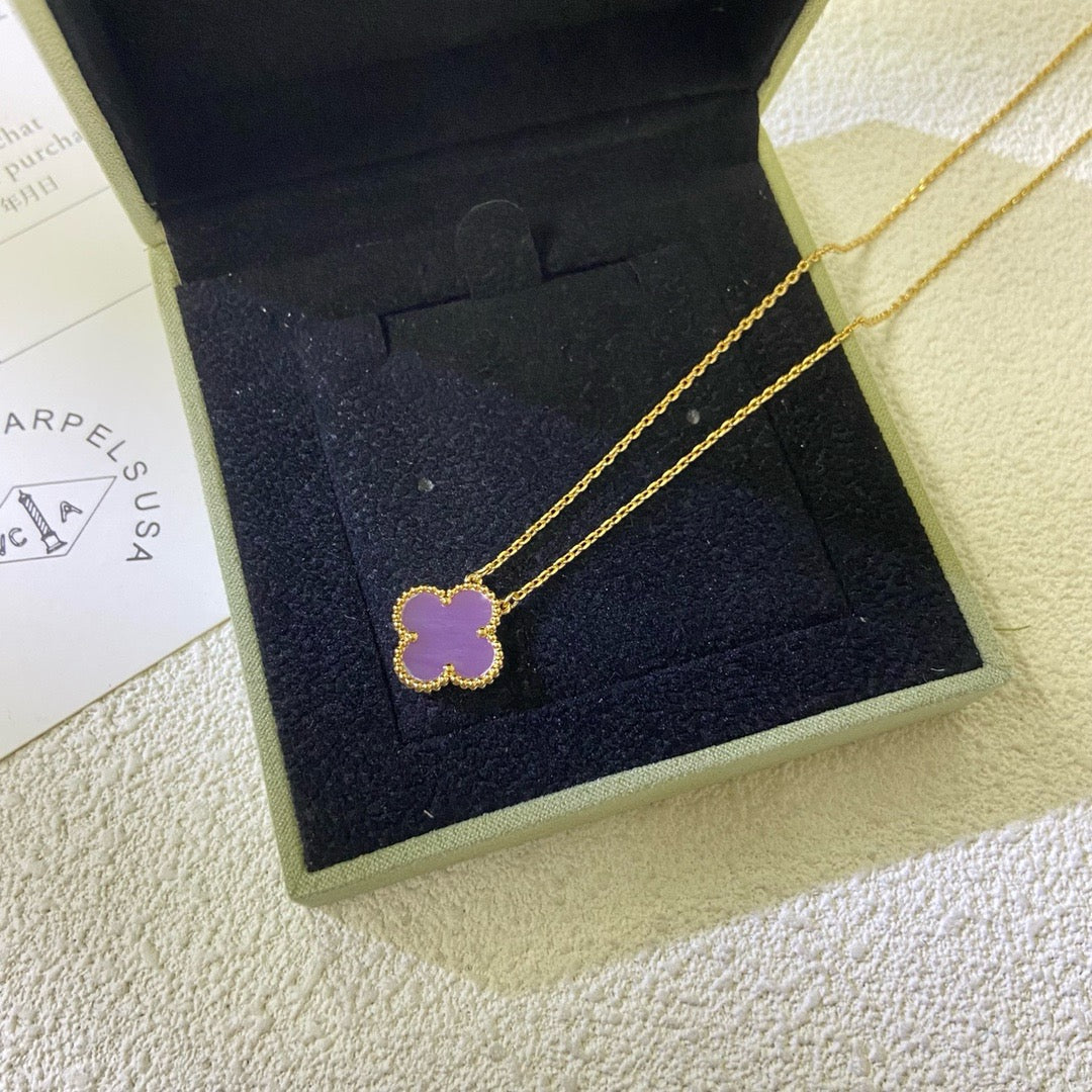 [⭐Hyrra Jewelry Jewelry]CLOVER 15MM  PURPLE VIOLET NECKLACE