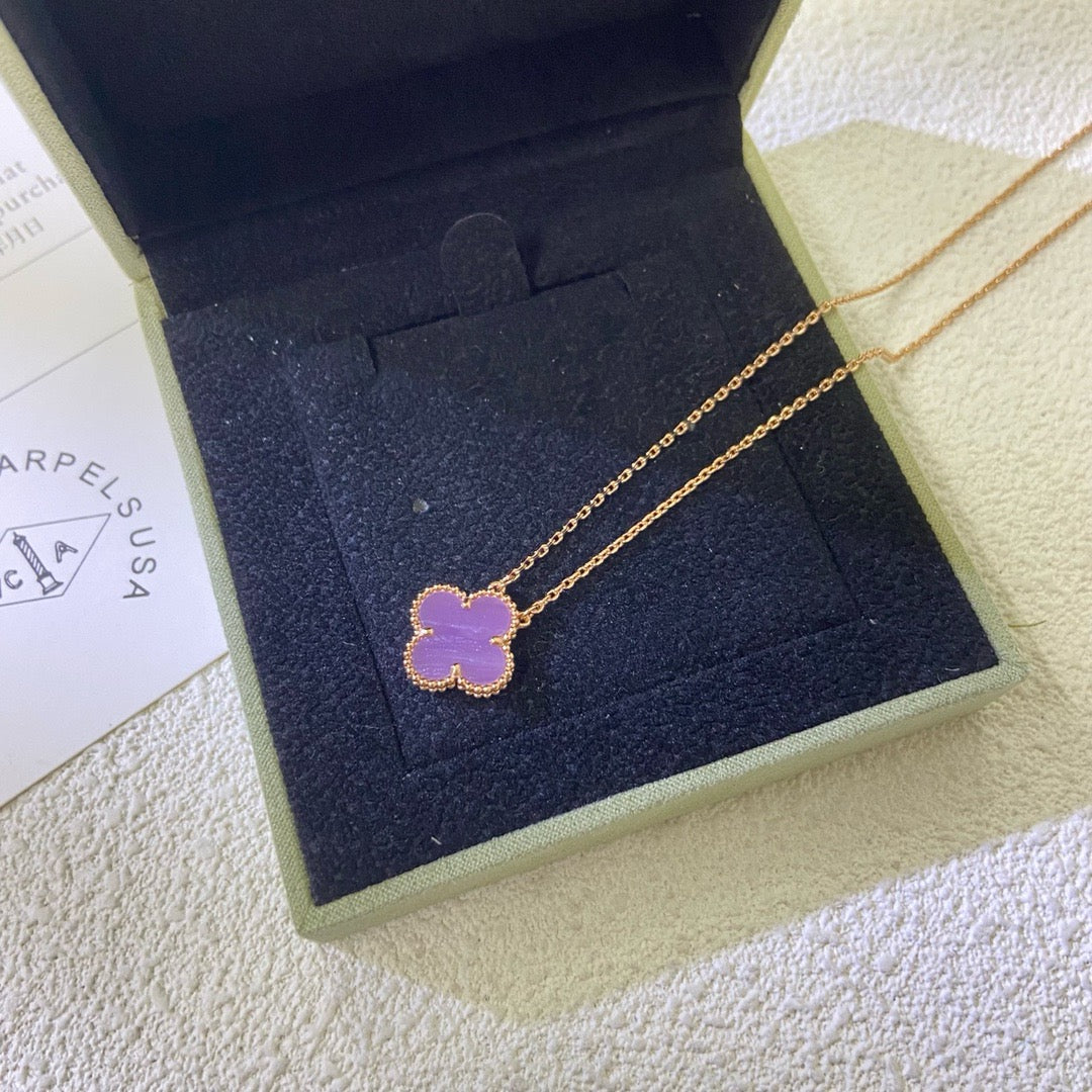 [⭐Hyrra Jewelry Jewelry]CLOVER 15MM  PURPLE VIOLET NECKLACE