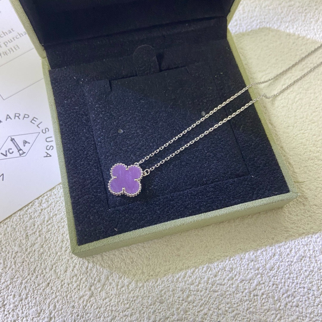 [⭐Hyrra Jewelry Jewelry]CLOVER 15MM  PURPLE VIOLET NECKLACE