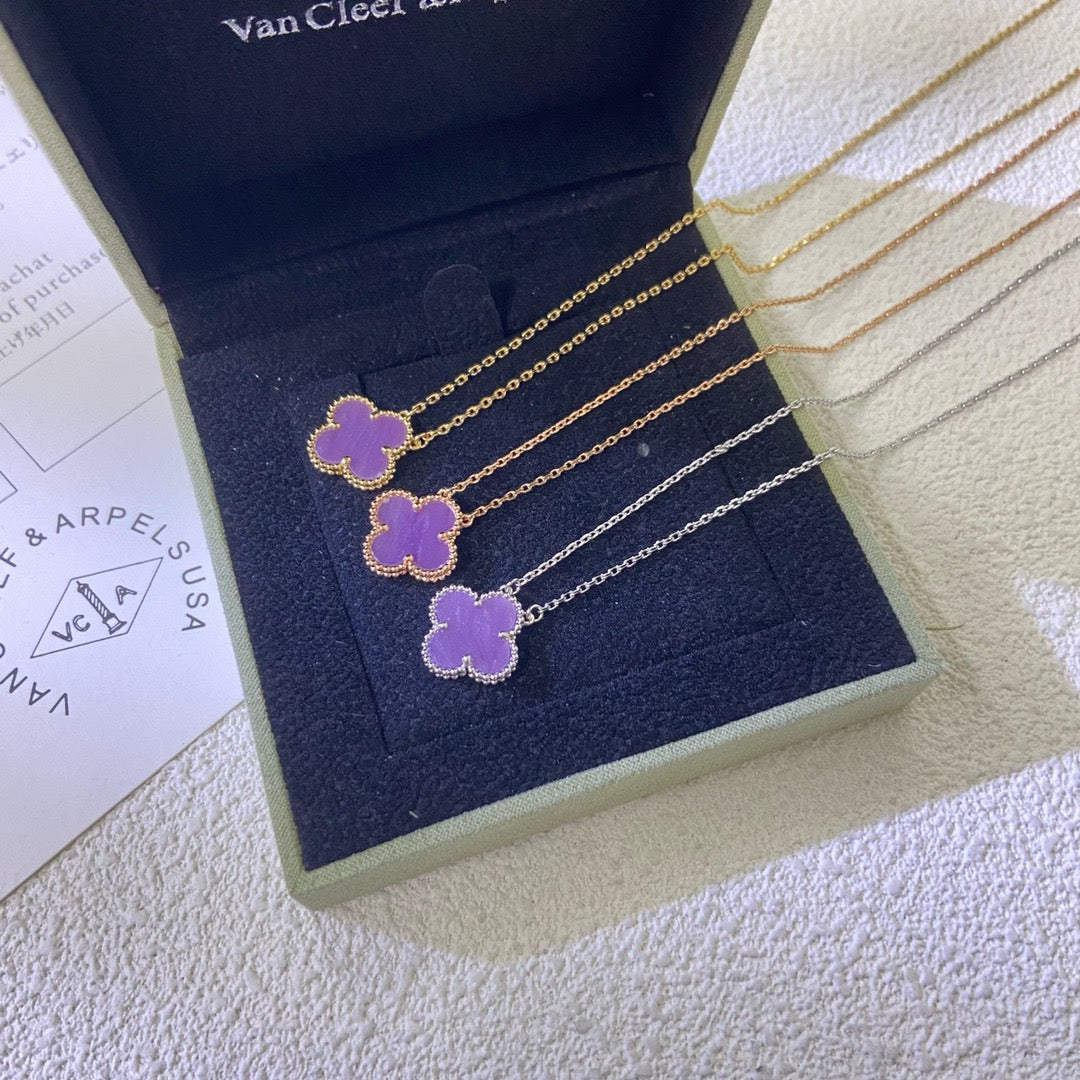 [⭐Hyrra Jewelry Jewelry]CLOVER 15MM  PURPLE VIOLET NECKLACE