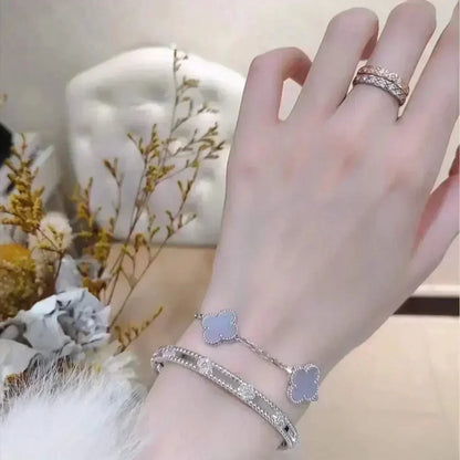 [⭐Hyrra Jewelry] CLOVER 5 MOTIF PURPLE CHALCEDONY BRACELET COLLECTION