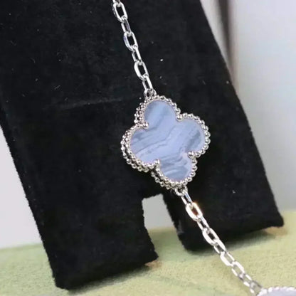 [⭐Hyrra Jewelry] CLOVER 5 MOTIF PURPLE CHALCEDONY BRACELET COLLECTION