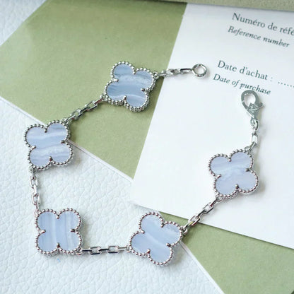 [⭐Hyrra Jewelry] CLOVER 5 MOTIF PURPLE CHALCEDONY BRACELET COLLECTION
