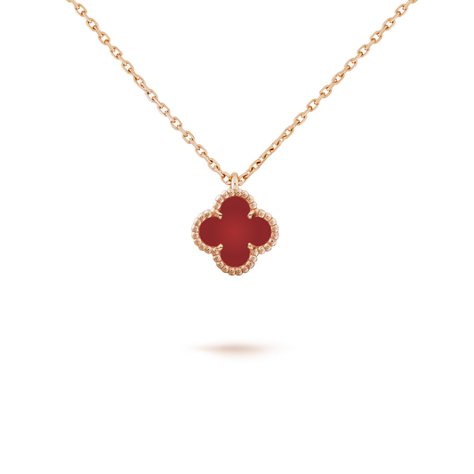 [⭐Hyrra Jewelry]CLOVER MINI 9.5MM WHITE CARNELIANS NECKLACE