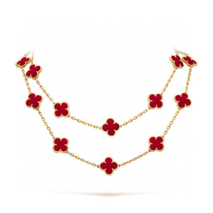 [⭐Hyrra Jewelry]CLOVER 20 MOTIFS CARNELIAN NECKLACE