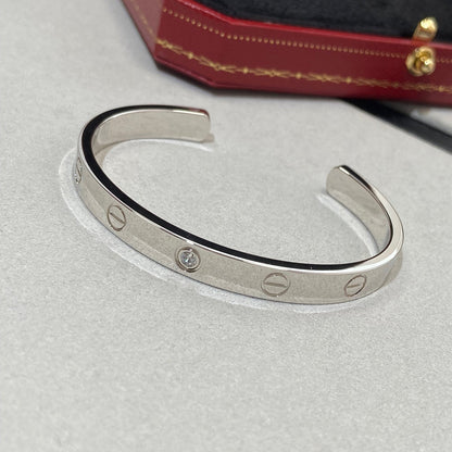 [⭐Hyrra Jewelry]LOVE BRACELET 6.1MM 1 DIAMOND OPEN CUFF