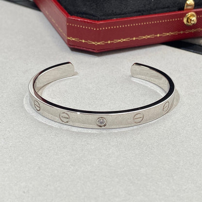 [⭐Hyrra Jewelry]LOVE BRACELET 6.1MM 1 DIAMOND OPEN CUFF