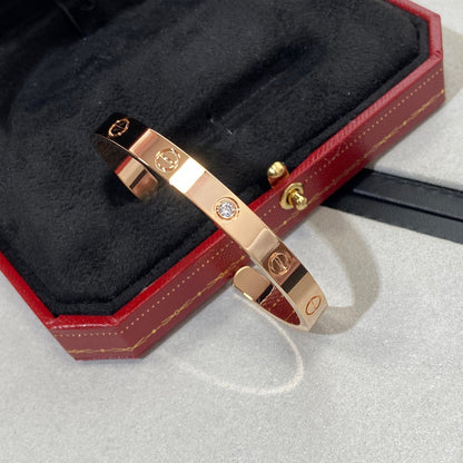 [⭐Hyrra Jewelry]LOVE BRACELET 6.1MM 1 DIAMOND OPEN CUFF