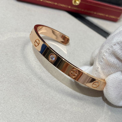 [⭐Hyrra Jewelry]LOVE BRACELET 6.1MM 1 DIAMOND OPEN CUFF