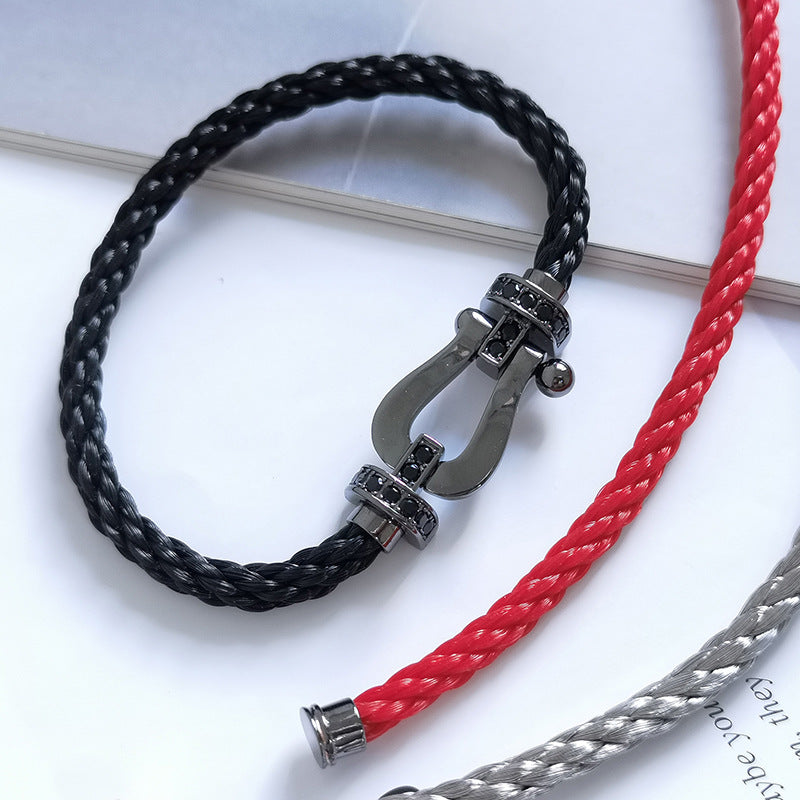 [⭐Hyrra Jewelry]FORCE LARGE SERIES HORSESHOE BLACK SAMURAI BRACELET