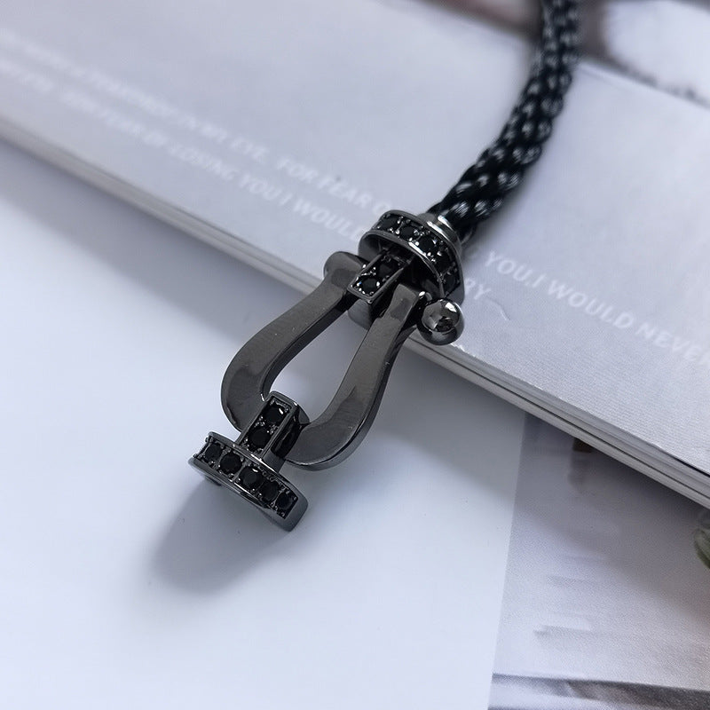 [⭐Hyrra Jewelry]FORCE LARGE SERIES HORSESHOE BLACK SAMURAI BRACELET