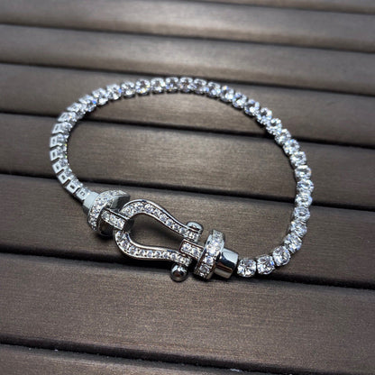 [⭐Hyrra Jewelry]FORCE  LARGE HORSESHOE FULL DIAMOND TENNIS BRACELET