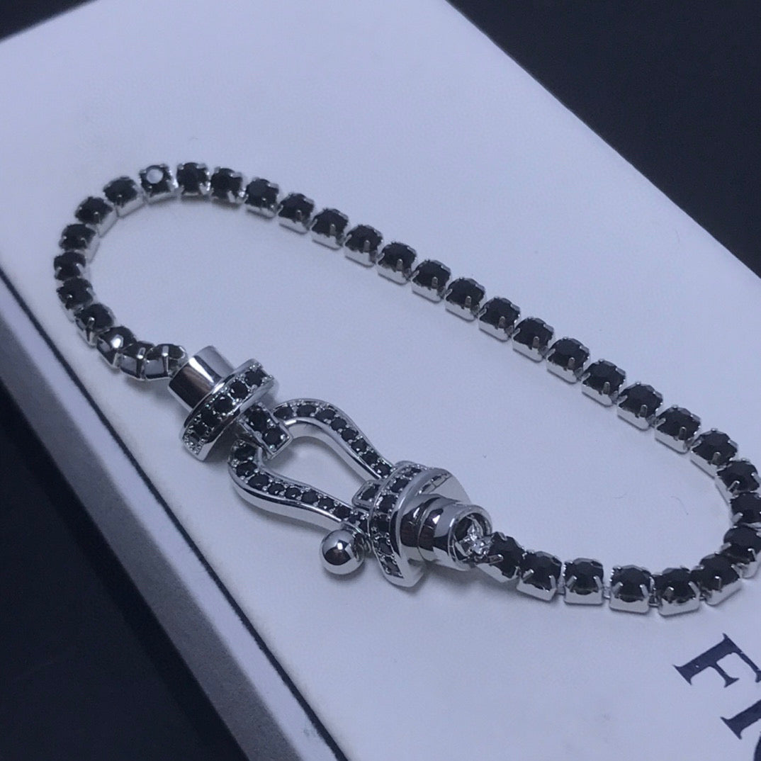 [⭐Hyrra Jewelry]FORCE  LARGE HORSESHOE FULL DIAMOND TENNIS BRACELET
