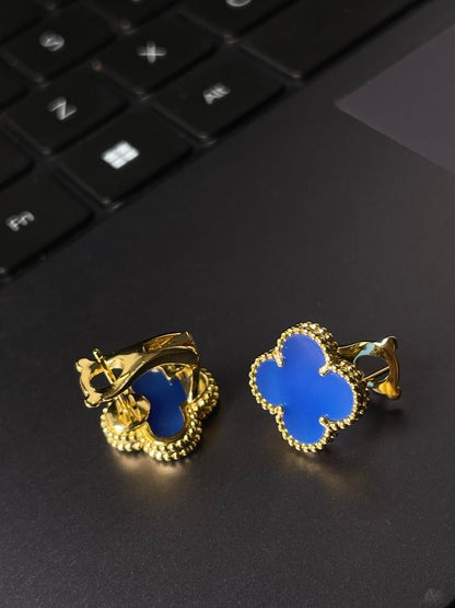 [⭐Hyrra Jewelry] CLOVER LARGE (20mm) 1 MOTIFS BLUE MOP STUD EARRINGS
