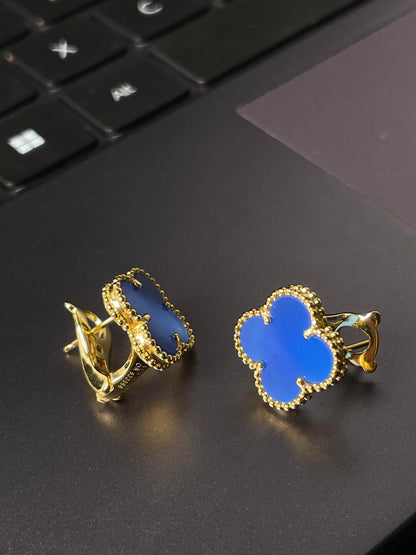 [⭐Hyrra Jewelry] CLOVER LARGE (20mm) 1 MOTIFS BLUE MOP STUD EARRINGS