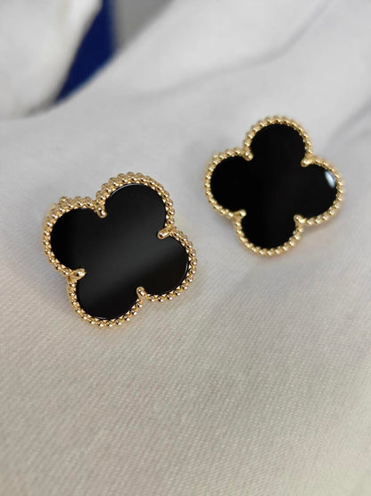 [⭐Hyrra Jewelry]CLOVER 20MM BLACK MOP EARRINGS