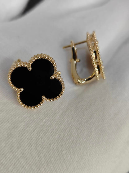 [⭐Hyrra Jewelry]CLOVER 20MM BLACK MOP EARRINGS