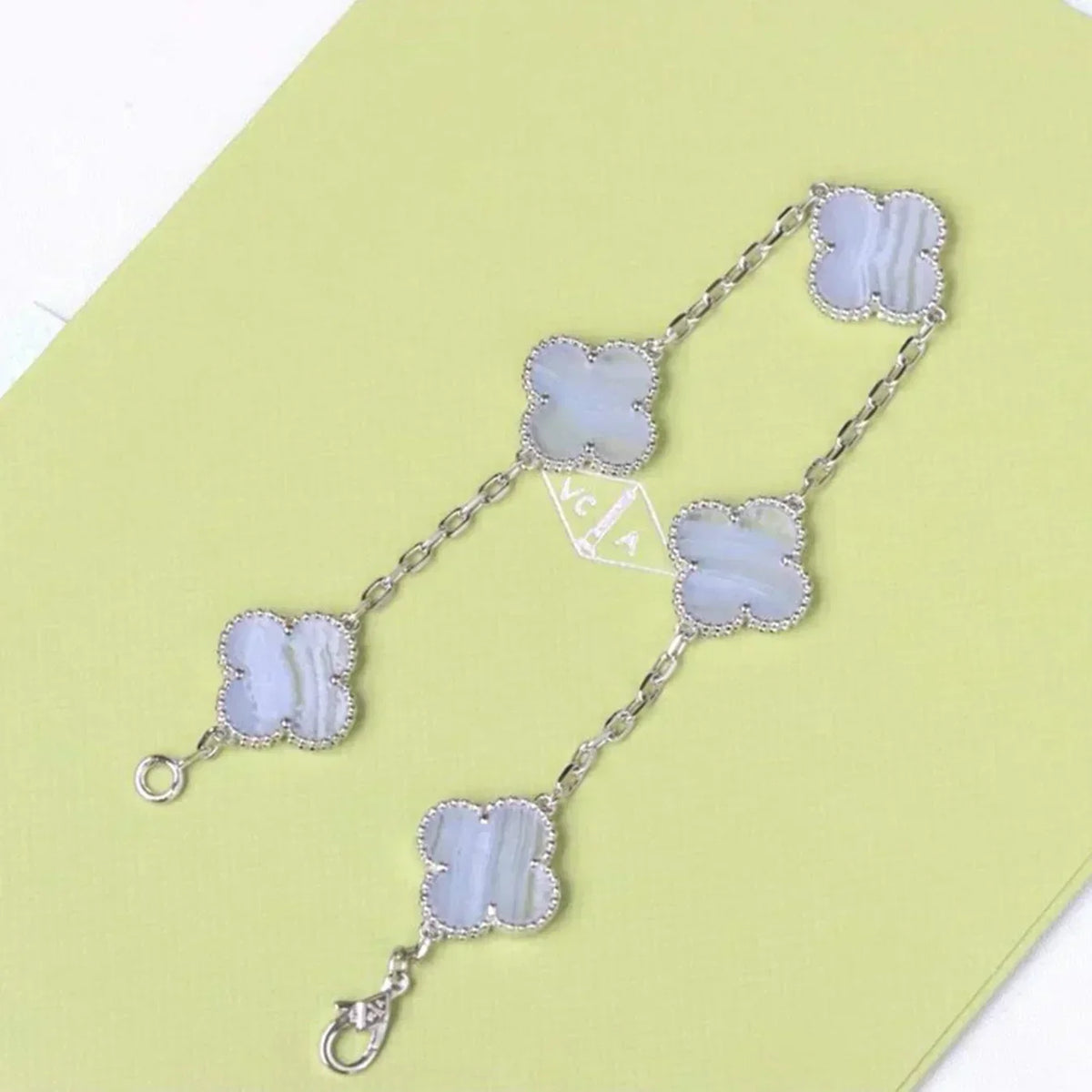 [⭐Hyrra Jewelry] CLOVER 5 MOTIF PURPLE CHALCEDONY BRACELET COLLECTION