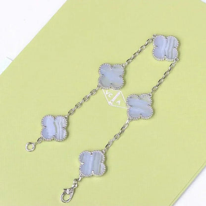 [⭐Hyrra Jewelry] CLOVER 5 MOTIF PURPLE CHALCEDONY BRACELET COLLECTION