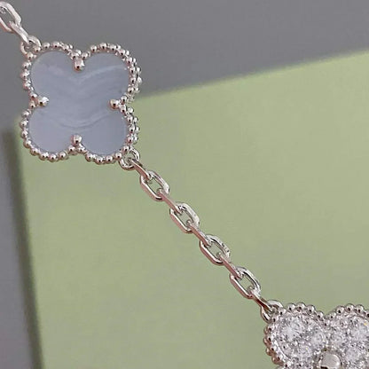 [⭐Hyrra Jewelry] CLOVER 5 MOTIF PURPLE CHALCEDONY BRACELET COLLECTION