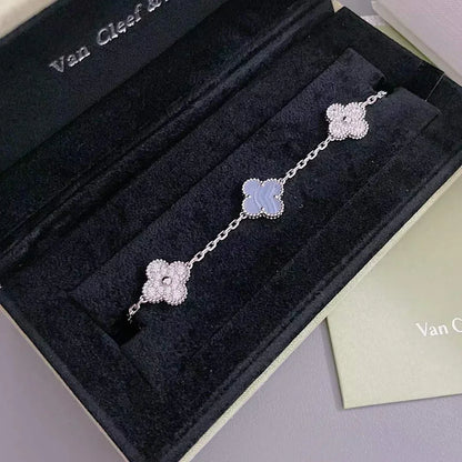 [⭐Hyrra Jewelry] CLOVER 5 MOTIF PURPLE CHALCEDONY BRACELET COLLECTION