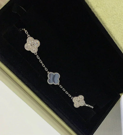 [⭐Hyrra Jewelry] CLOVER 5 MOTIF PURPLE CHALCEDONY BRACELET COLLECTION
