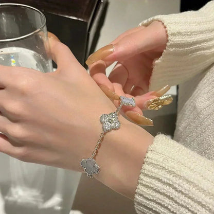 [⭐Hyrra Jewelry] CLOVER 5 MOTIF PURPLE CHALCEDONY BRACELET COLLECTION
