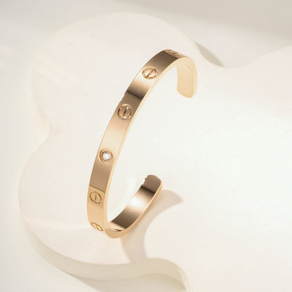 [⭐Hyrra Jewelry]LOVE BRACELET 6.1MM 1 DIAMOND OPEN CUFF