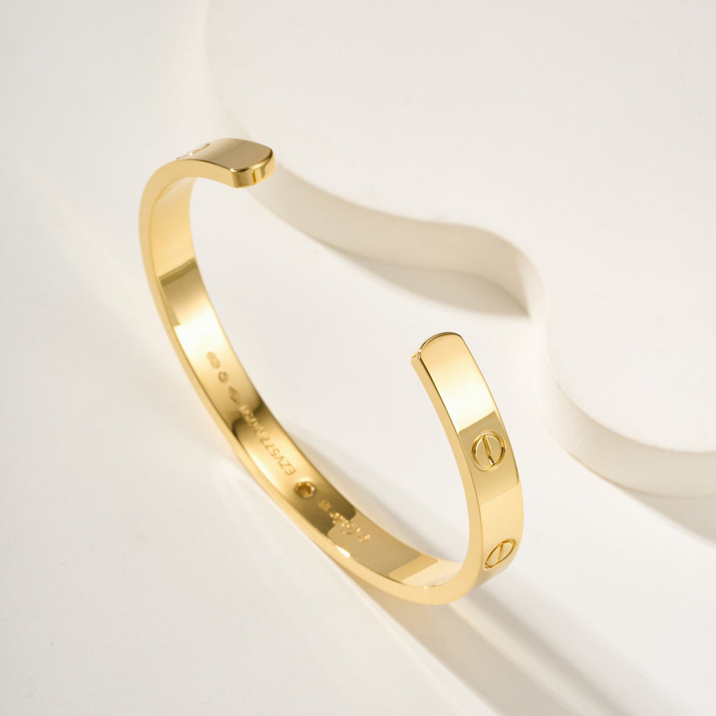 [⭐Hyrra Jewelry]LOVE BRACELET 6.1MM 1 DIAMOND OPEN CUFF