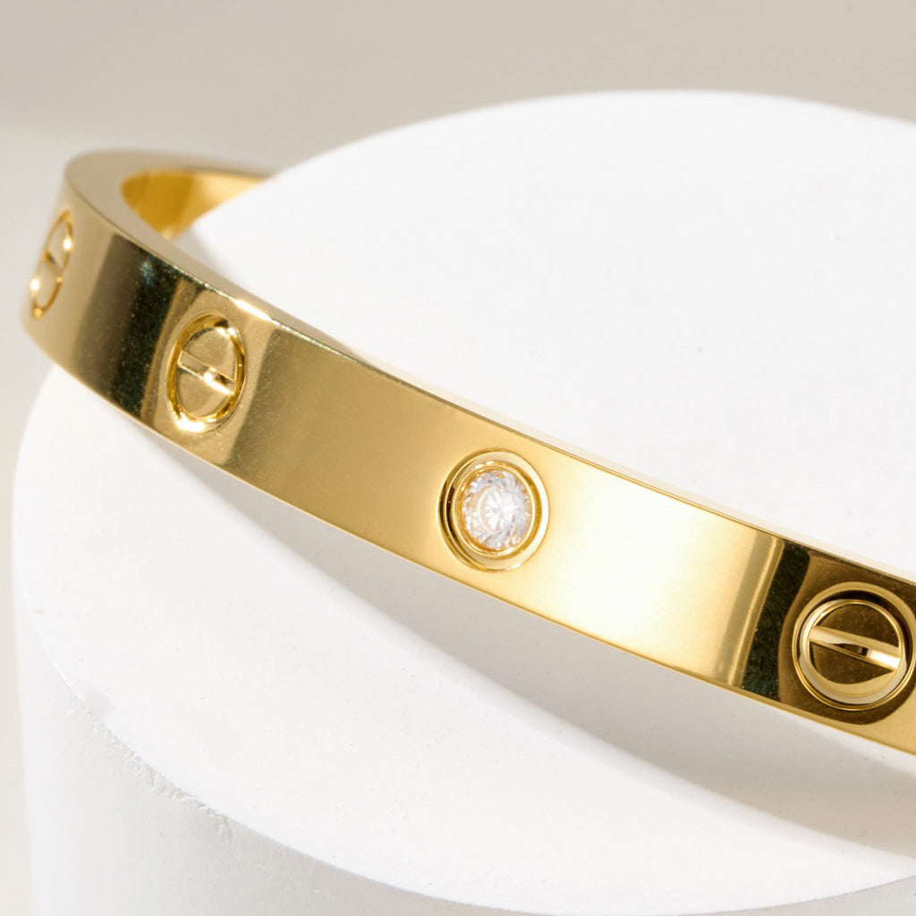 [⭐Hyrra Jewelry]LOVE BRACELET 6.1MM 1 DIAMOND OPEN CUFF