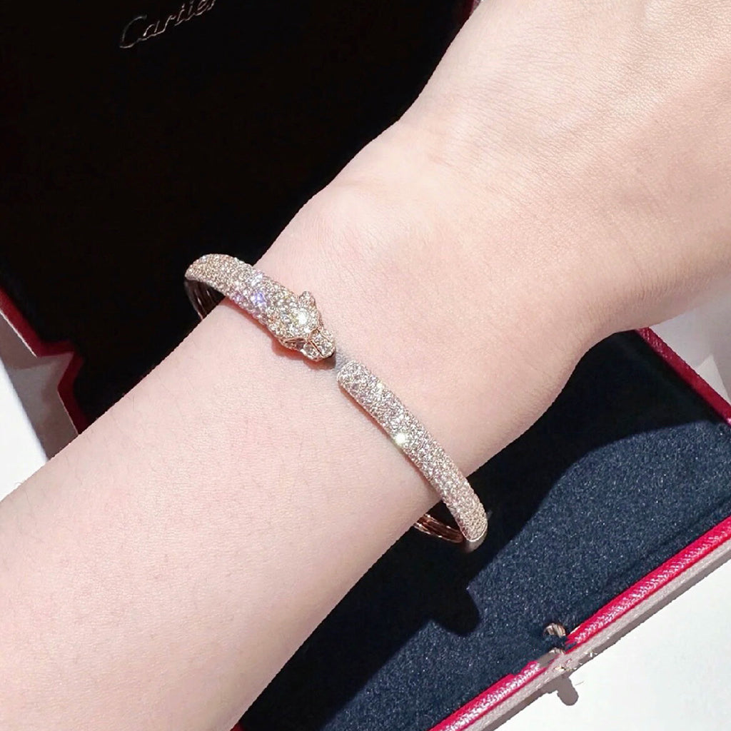 [⭐Hyrra Jewelry]PANTHERE FULL DIAMOND OPEN BRACELET