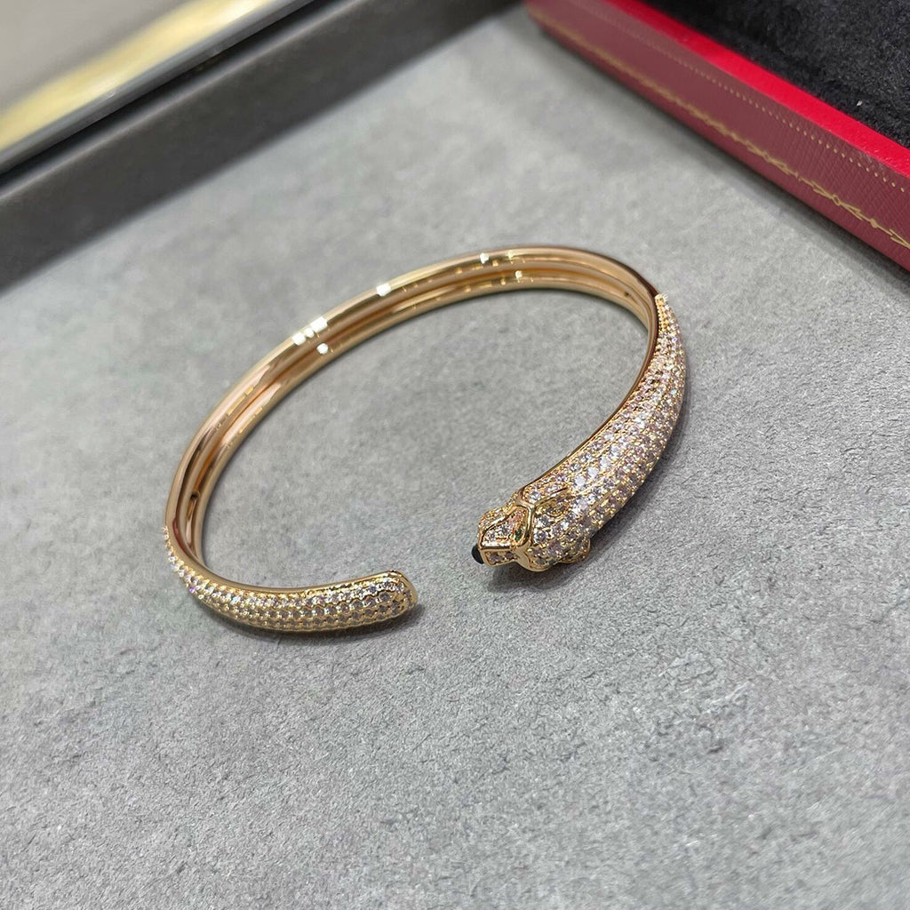 [⭐Hyrra Jewelry]PANTHERE FULL DIAMOND OPEN BRACELET