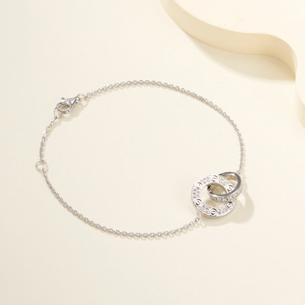 [⭐Hyrra Jewelry]LOVE DOUBLE RING FULL DIAMOND BRACELET