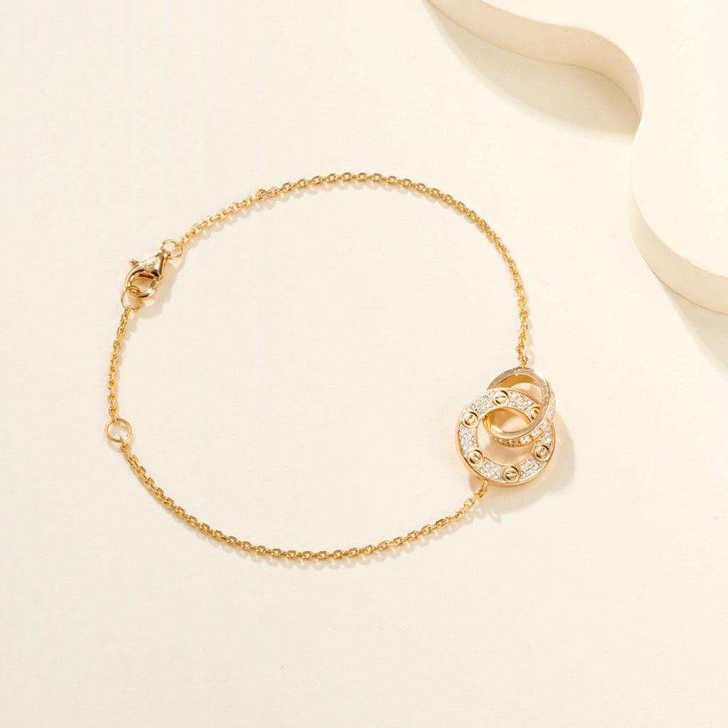 [⭐Hyrra Jewelry]LOVE DOUBLE RING FULL DIAMOND BRACELET