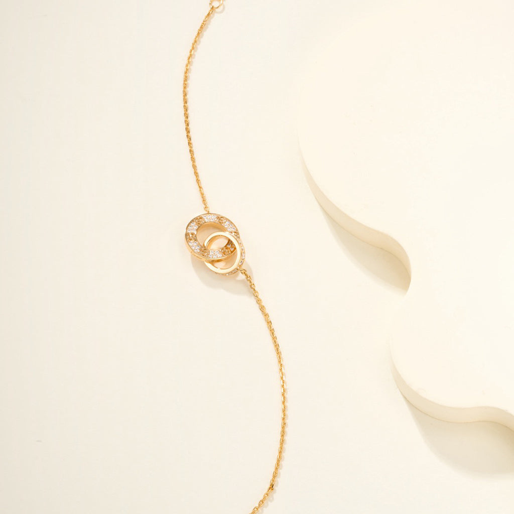 [⭐Hyrra Jewelry]LOVE DOUBLE RING FULL DIAMOND BRACELET