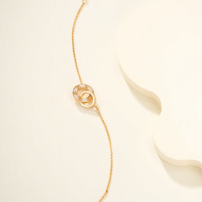 [⭐Hyrra Jewelry]LOVE DOUBLE RING FULL DIAMOND BRACELET