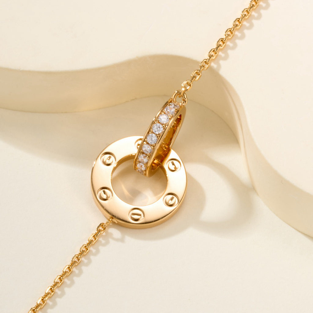 [⭐Hyrra Jewelry]LOVE DOUBLE RING FULL DIAMOND BRACELET