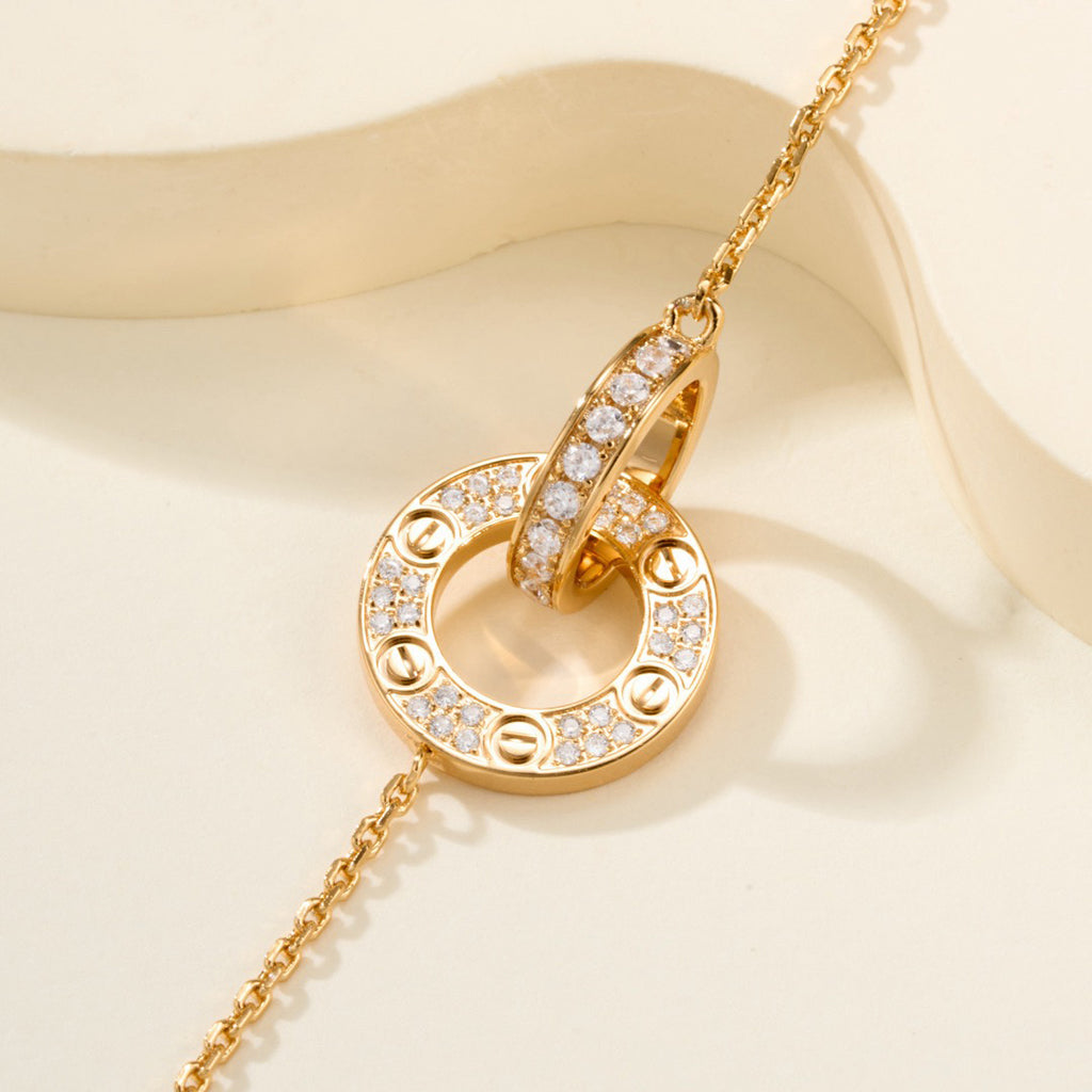 [⭐Hyrra Jewelry]LOVE DOUBLE RING FULL DIAMOND BRACELET