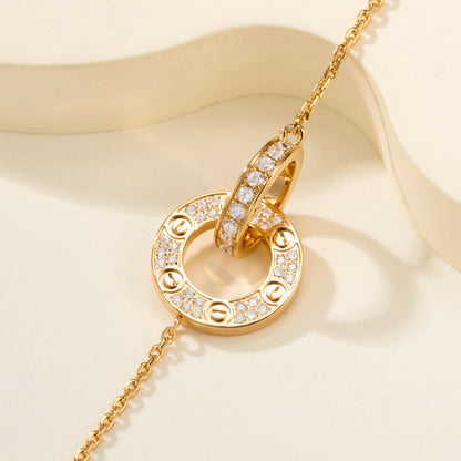 [⭐Hyrra Jewelry]LOVE DOUBLE RING FULL DIAMOND BRACELET