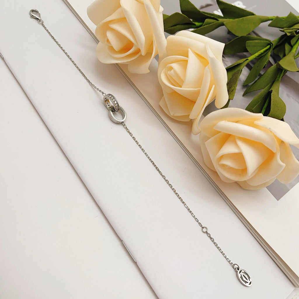 [⭐Hyrra Jewelry]LOVE DOUBLE RING HALF DIAMOND BRACELET