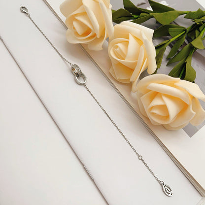[⭐Hyrra Jewelry]LOVE DOUBLE RING HALF DIAMOND BRACELET
