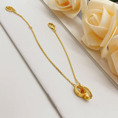 [⭐Hyrra Jewelry]LOVE DOUBLE RING HALF DIAMOND BRACELET