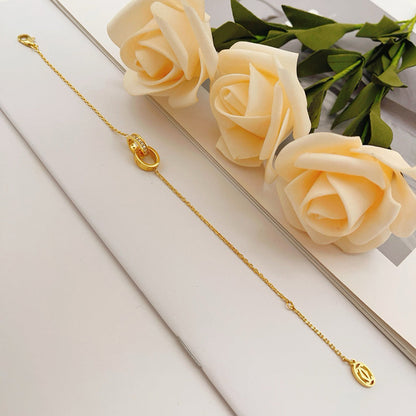 [⭐Hyrra Jewelry]LOVE DOUBLE RING HALF DIAMOND BRACELET