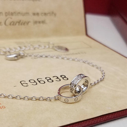[⭐Hyrra Jewelry]LOVE DOUBLE RING HALF DIAMOND BRACELET