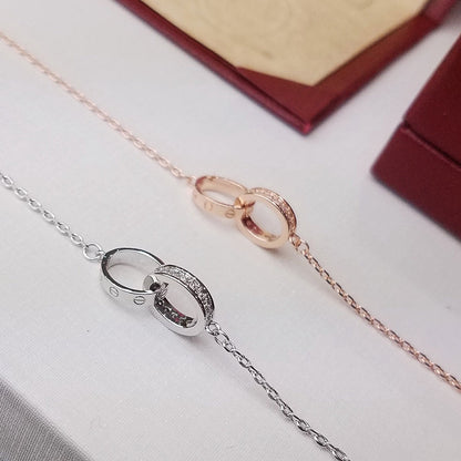 [⭐Hyrra Jewelry]LOVE DOUBLE RING HALF DIAMOND BRACELET