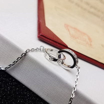 [⭐Hyrra Jewelry]LOVE DOUBLE RING HALF DIAMOND BRACELET