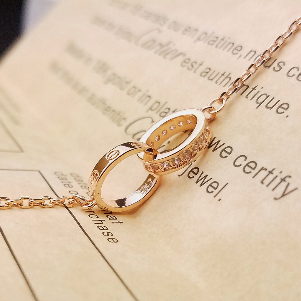 [⭐Hyrra Jewelry]LOVE DOUBLE RING HALF DIAMOND BRACELET