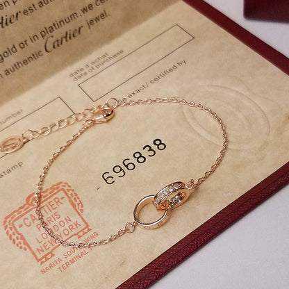 [⭐Hyrra Jewelry]LOVE DOUBLE RING HALF DIAMOND BRACELET
